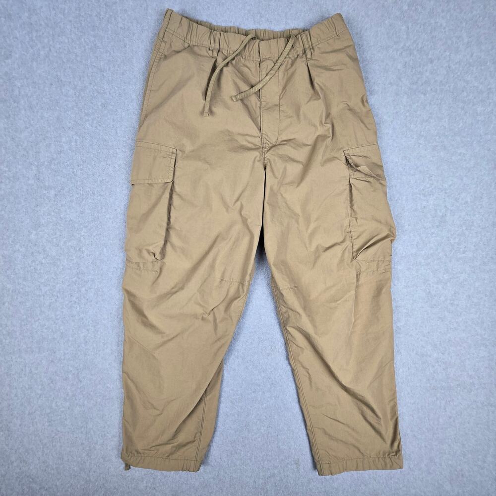 Uniqlo Medium Tan Wide Fit Parachute Cargo Pants Elastic Waist and Drawstring
